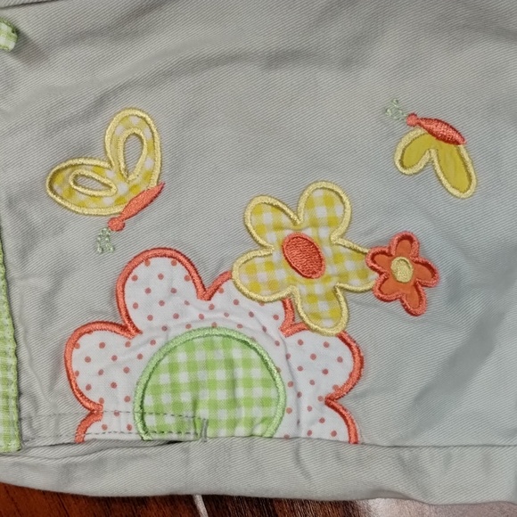 Mini Wear Cream Embroidered Daisy Butterfly & Floral Button Top Overalls - Picture 6 of 15